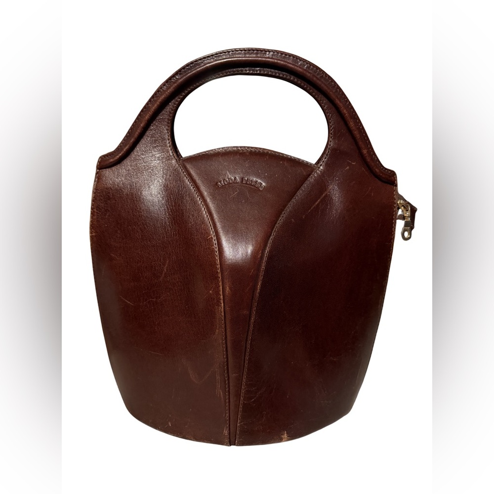 Vintage Moda Pelle Brown Leather Top Handle Bag